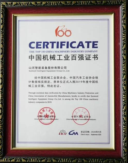 2019年中國機械工業(yè)百強發(fā)布，山河智能排名52位