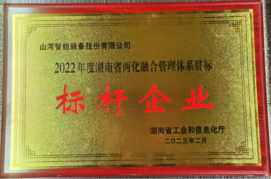 點(diǎn)贊！山河智能獲評2022年度湖南省兩化融合管理體系貫標標桿企業(yè)